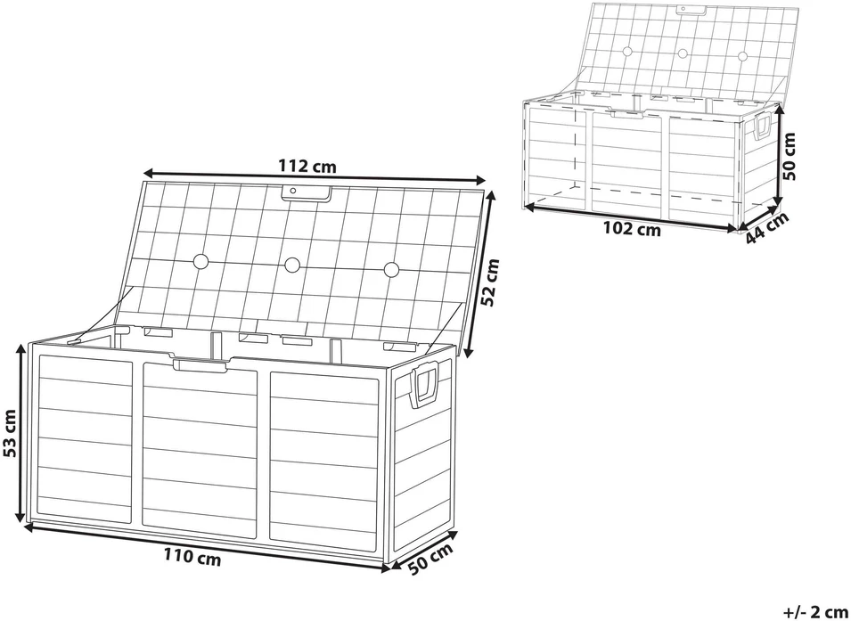 Beliani Sodo dėžė LOCARNO 112 cm 50 cm pilka