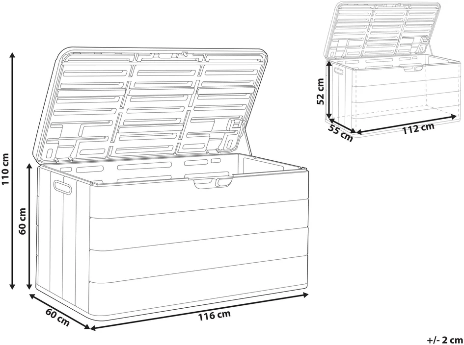 Beliani Sodo dėžė MILIES 116 cm 60 cm ruda