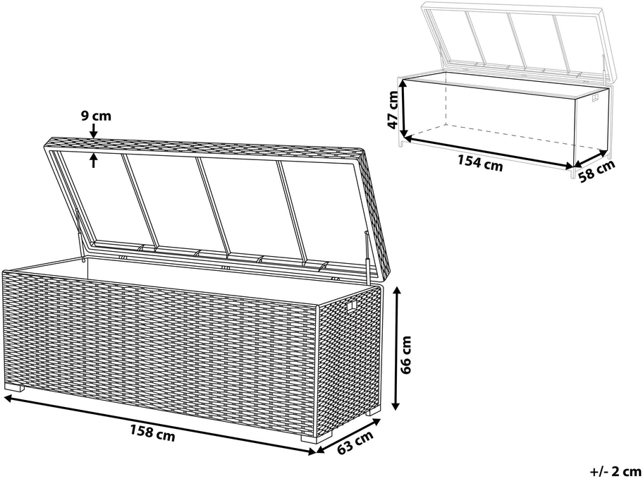 Beliani Sodo dėžė MODENA 158 cm 63 cm balta