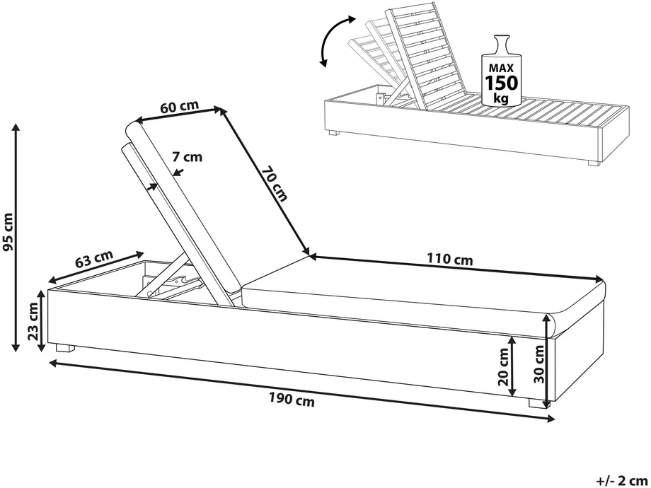 Beliani Sodo gultas su pagalve FANANO atlenkiamas akacijos medienos rudas