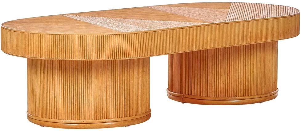 Beliani Sodo kavos staliukas AIROLE 150 cm 70 cm rotango rudas