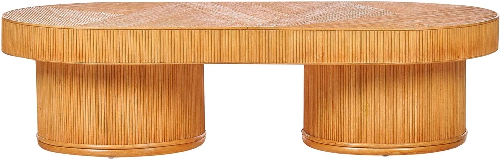 Beliani Sodo kavos staliukas AIROLE 150 cm 70 cm rotango rudas