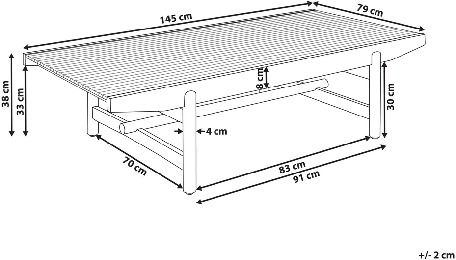 Beliani Sodo kavos staliukas GIAVENO 145 cm 79 cm Akacijos mediena Rudas