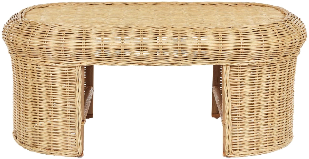 Beliani Sodo kavos staliukas LIVADEIA 60 cm 96 cm natūralaus rotango