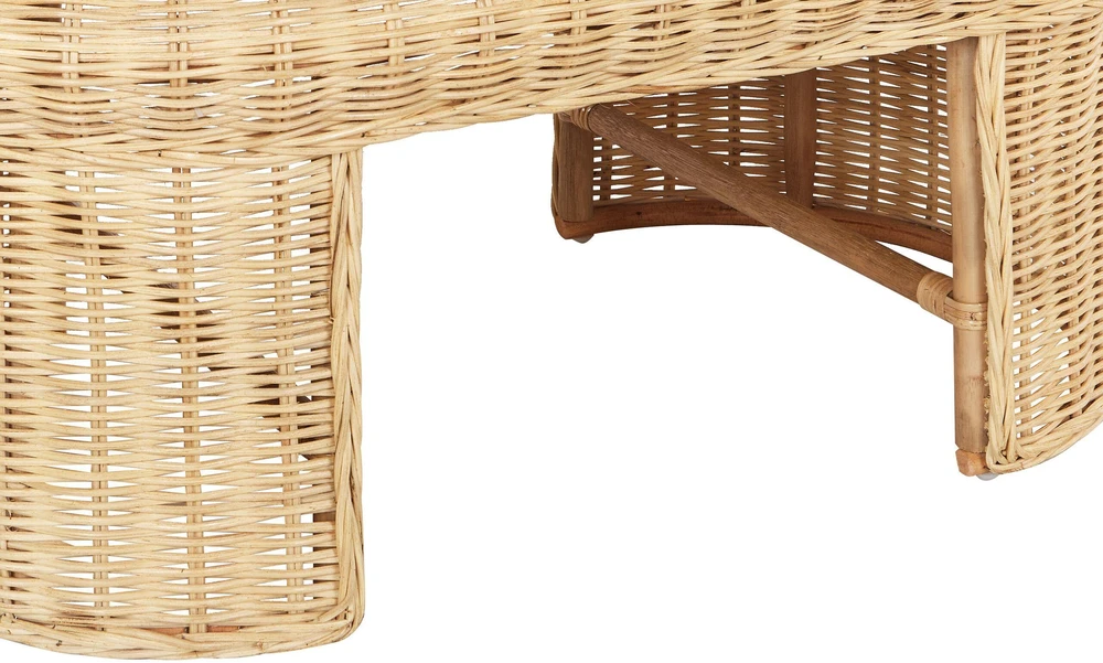 Beliani Sodo kavos staliukas LIVADEIA 60 cm 96 cm natūralaus rotango