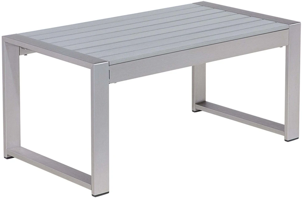 Beliani Sodo kavos staliukas SALERNO 90 cm 50 cm metalinis šviesiai pilkas
