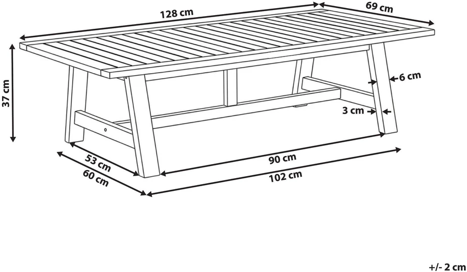 Beliani Sodo kavos staliukas SUMBA 128 cm 69 cm Akacijos mediena Šviesiai rudas