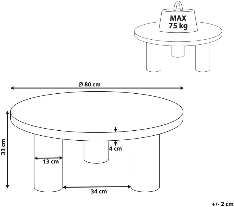 Beliani Sodo kavos staliukas VIPITENO 80 cm, metalinis, smėlio spalvos