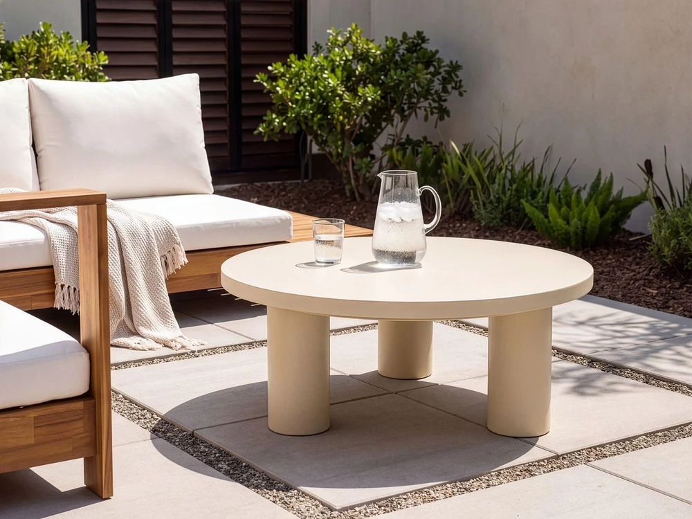 Beliani Sodo kavos staliukas VIPITENO 80 cm, metalinis, smėlio spalvos