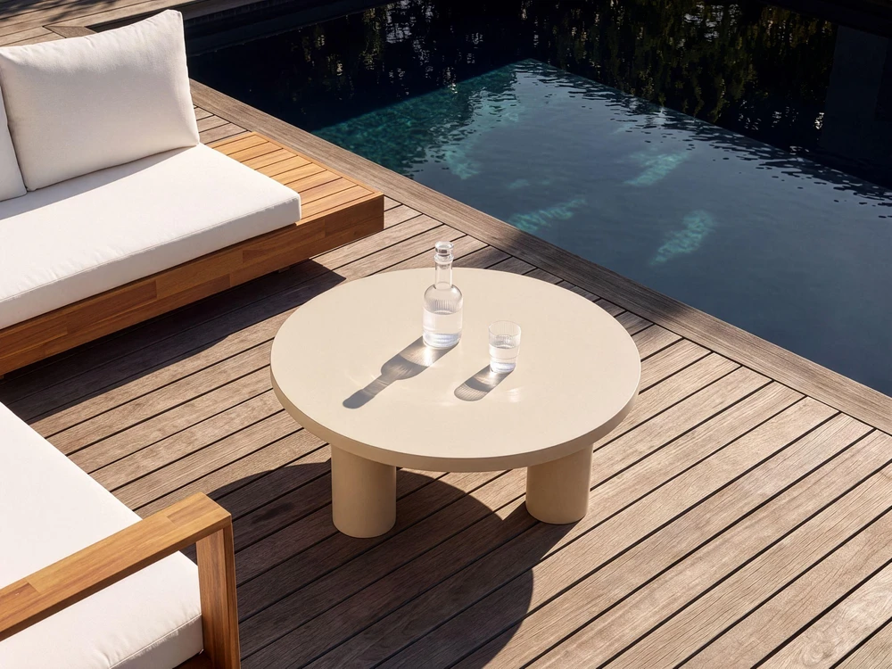 Beliani Sodo kavos staliukas VIPITENO 80 cm, metalinis, smėlio spalvos