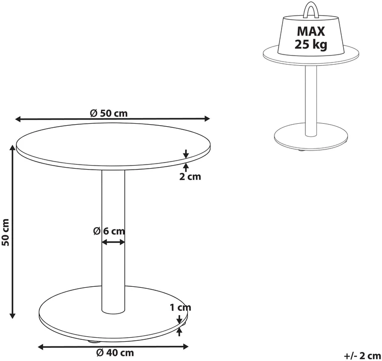 Beliani Sodo kavos staliukas VITTUONE 50 cm 50 cm metalinis smėlio spalvos