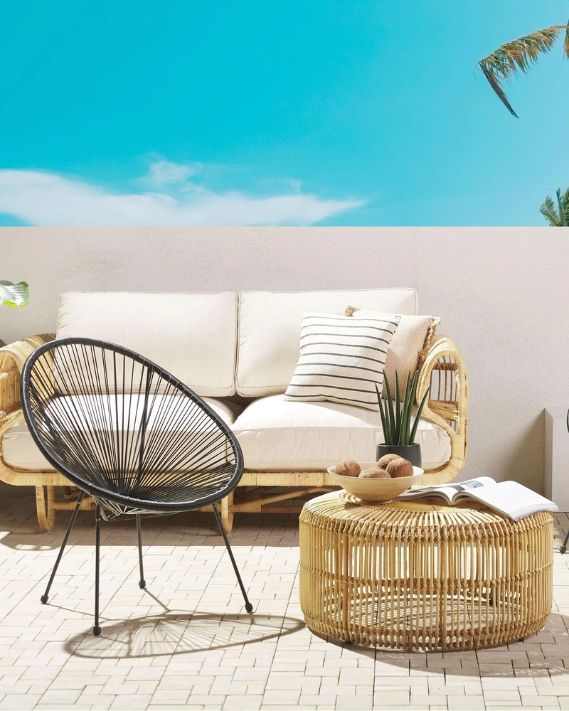 Beliani Sodo kėdė ACAPULCO II Technorattan Juoda
