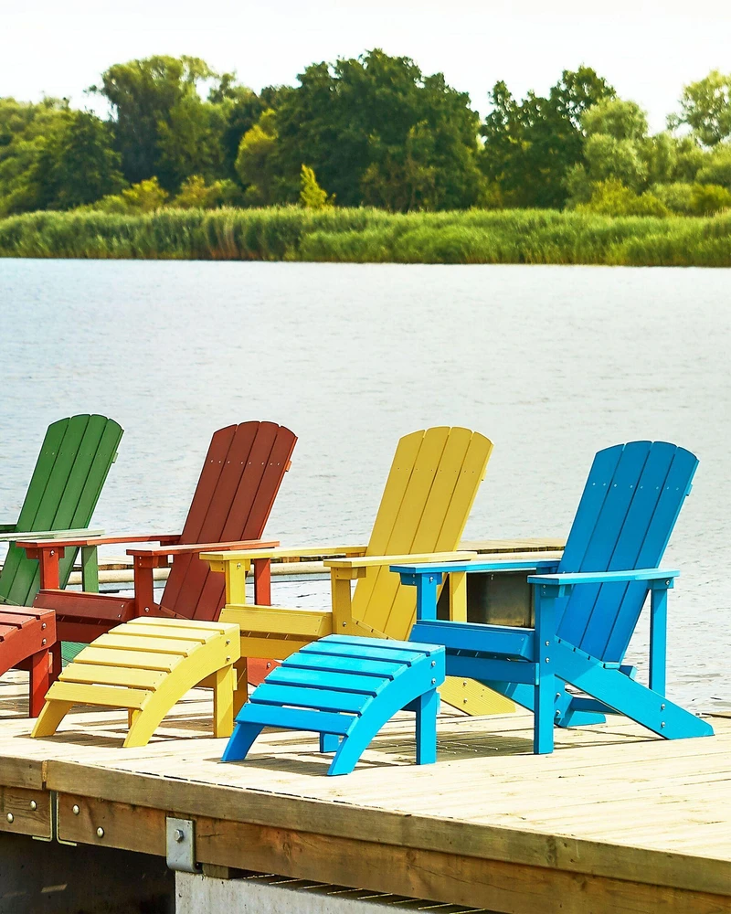 Beliani Sodo kėdė ADIRONDACK su kojų atrama, mėlyna