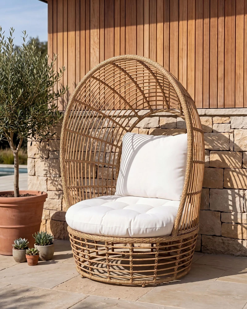 Beliani Sodo krėslas LIDO Rattan smėlio spalvos