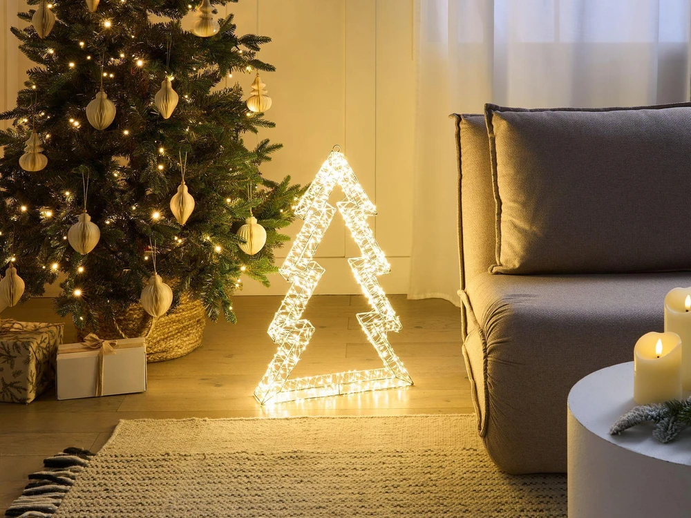 Beliani Sodo LED dekoracija AKERAN Kalėdų eglutė 60 cm sidabrinė