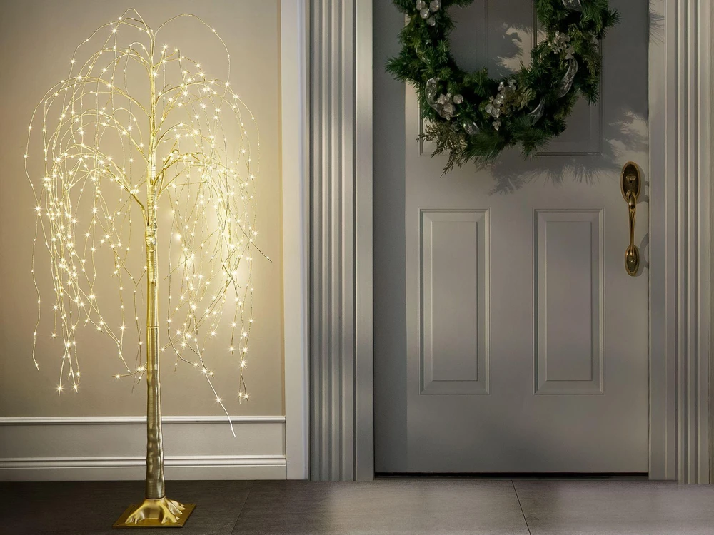 Beliani Sodo LED dekoracija BALIONI medelis 180 cm auksinis