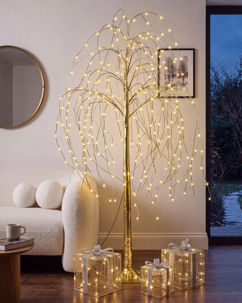 Beliani Sodo LED dekoracija BALIONI medelis 180 cm auksinis