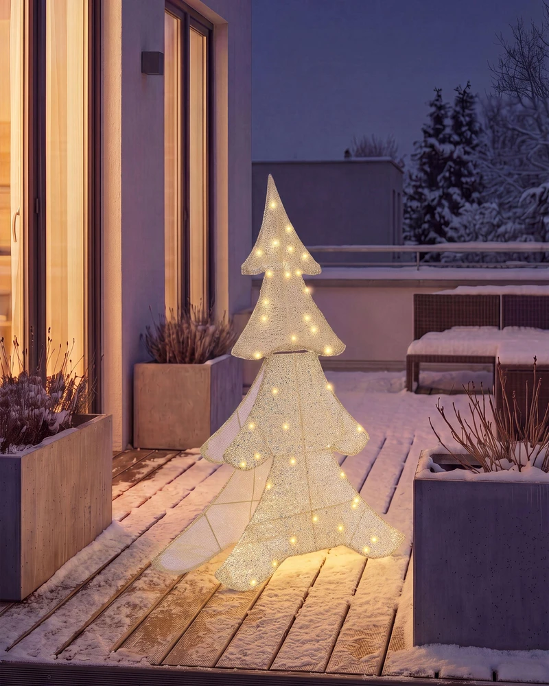Beliani Sodo LED dekoracija EDASJON Eglutė 95 cm balta