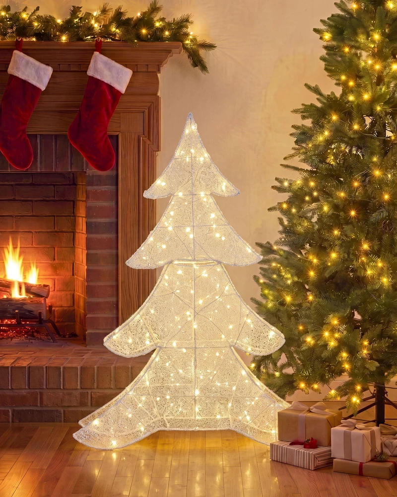 Beliani Sodo LED dekoracija EDASJON Eglutė 95 cm balta