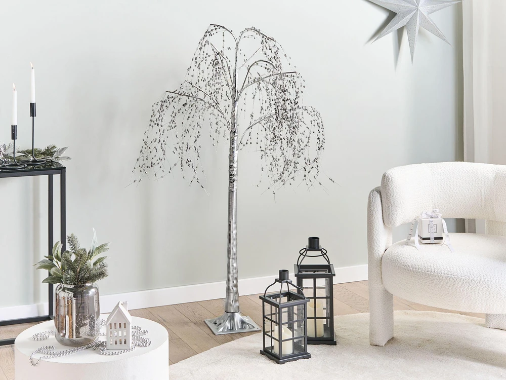 Beliani Sodo LED dekoracija NILLAKA Medelis 145 cm Sidabrinis