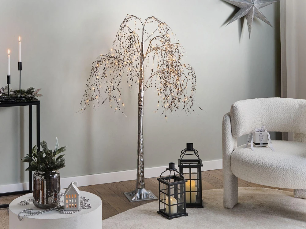 Beliani Sodo LED dekoracija NILLAKA Medelis 145 cm Sidabrinis