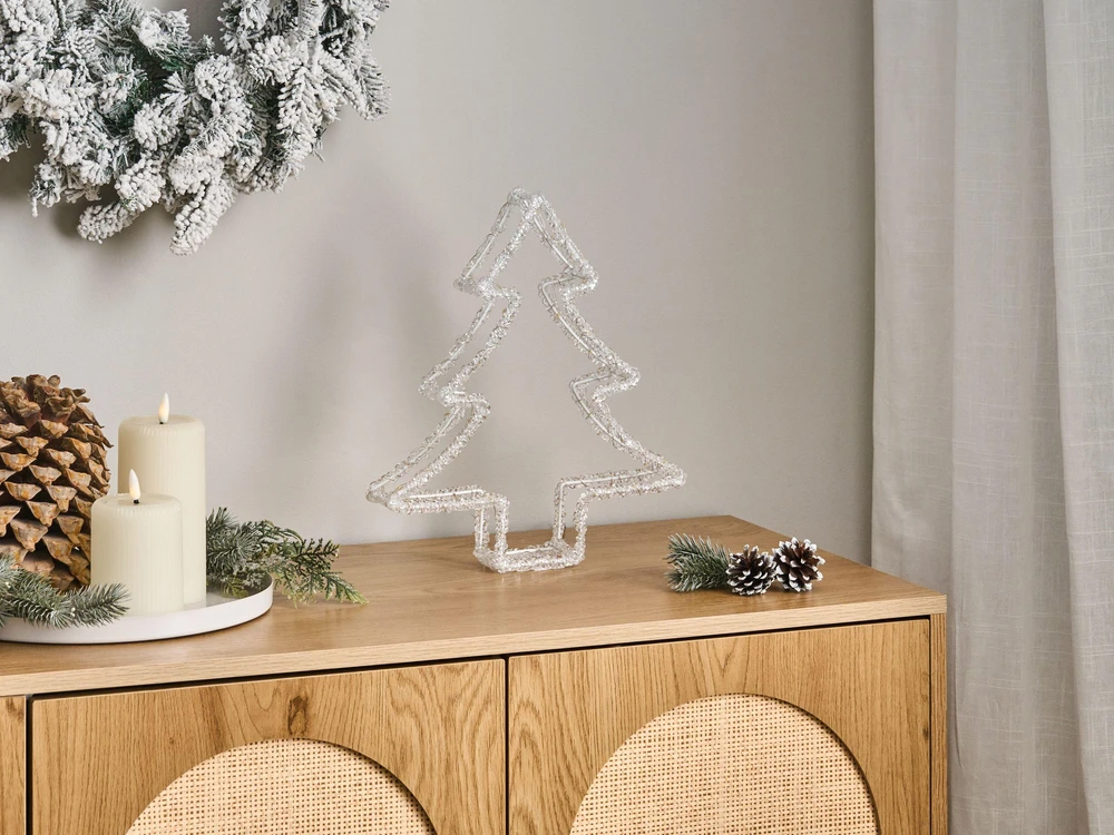 Beliani Sodo LED dekoracija OLBOAN Eglutė 34 cm Balta