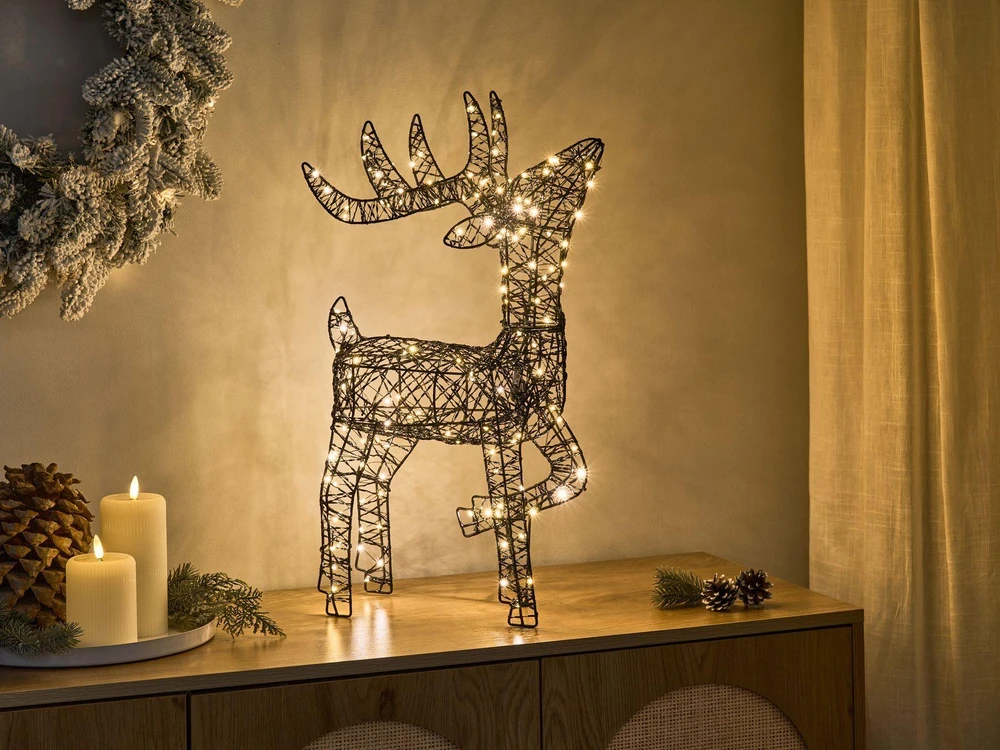 Beliani Sodo LED dekoracija RAVSJON Elnias 58 cm juoda
