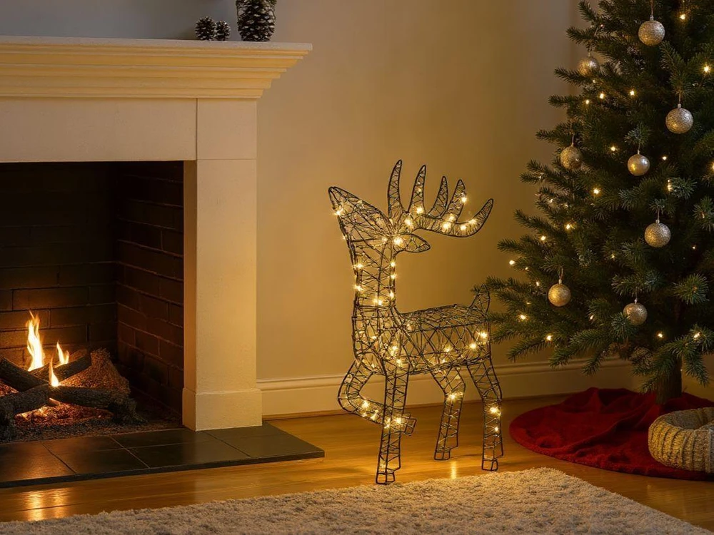 Beliani Sodo LED dekoracija RAVSJON Elnias 58 cm juoda