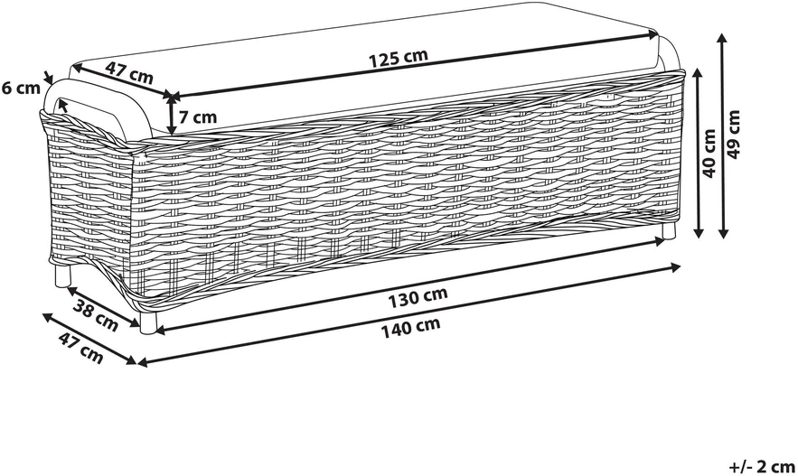 Beliani Sodo otomanė SUSUA 140 cm, natūralaus rotango