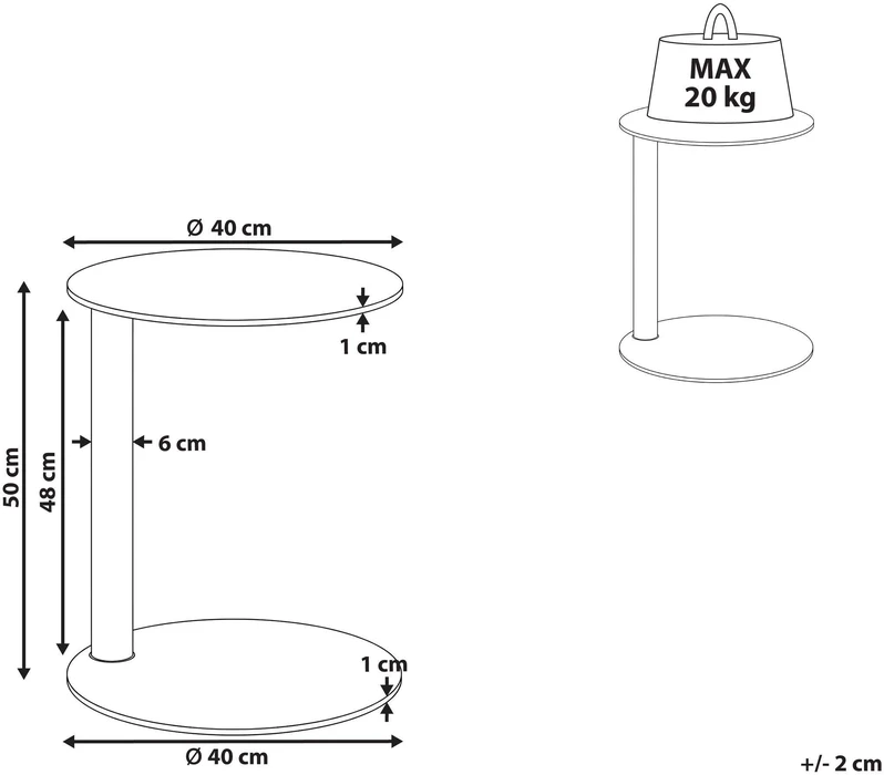 Beliani Sodo pagalbinis staliukas VENTURINA 40 cm 40 cm metalinis smėlio spalvos