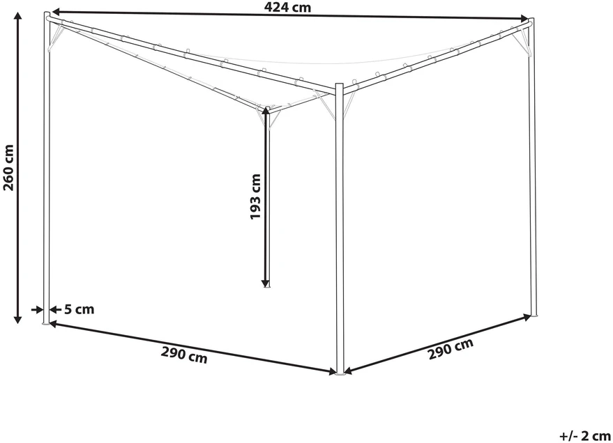 Beliani Sodo pavėsinė AVENTINE metalinė 300 cm 300 cm tamsiai pilka