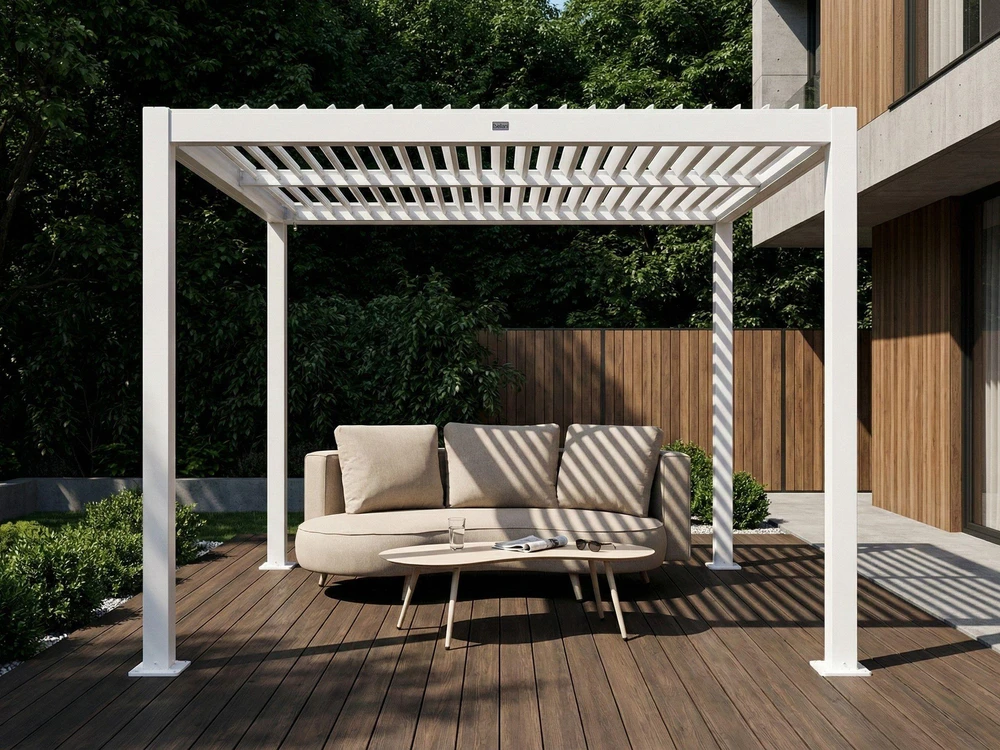 Beliani Sodo pavėsinė FORNOLI metalinė 296 cm x 296 cm balta