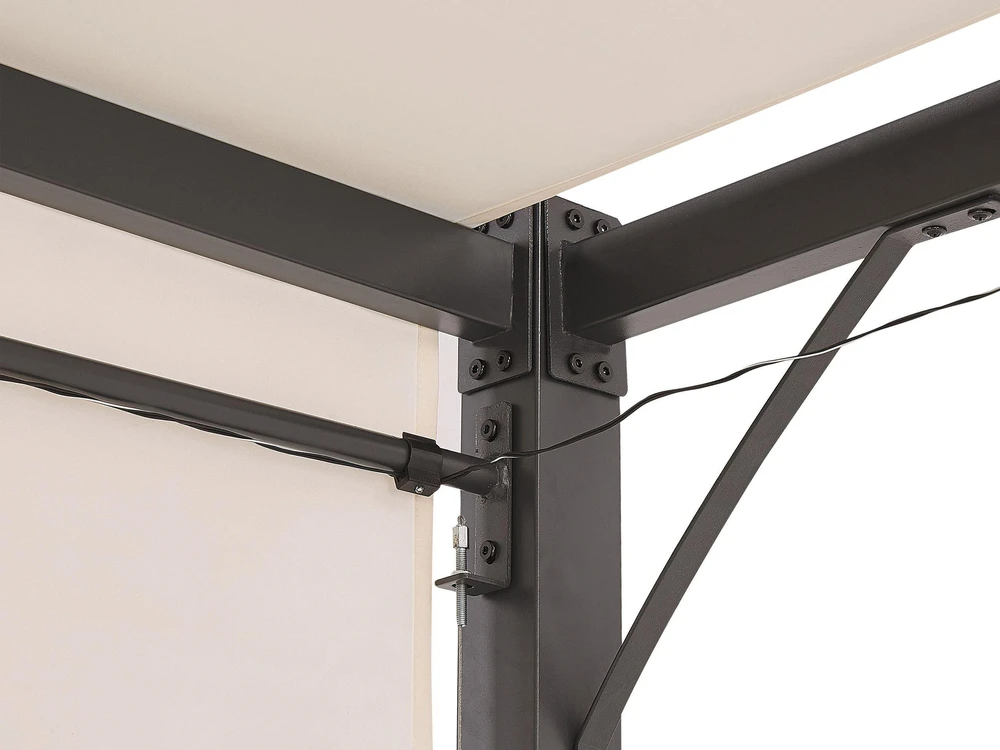Beliani Sodo pavėsinė LED PARGA metalinė 310 cm x 310 cm smėlio spalvos