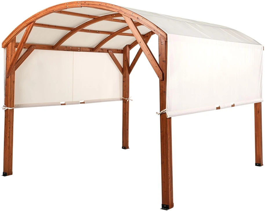 Beliani Sodo pavėsinė SCOPELLO iš kėnio medienos 303 cm 300 cm ruda / smėlio spalvos
