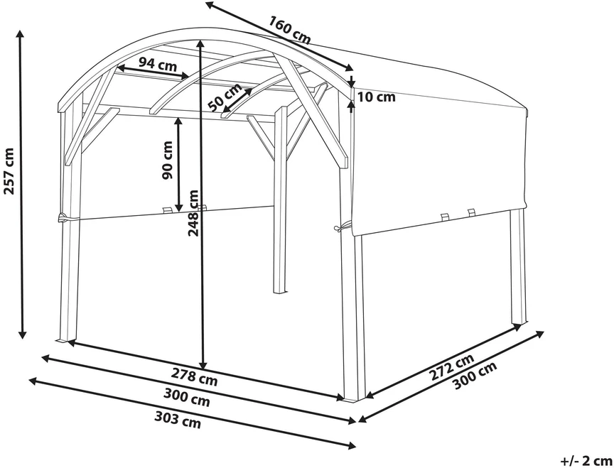 Beliani Sodo pavėsinė SCOPELLO iš kėnio medienos 303 cm 300 cm ruda / smėlio spalvos
