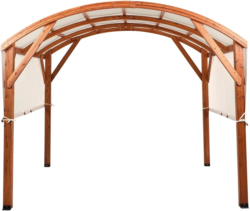Beliani Sodo pavėsinė SCOPELLO iš kėnio medienos 303 cm 300 cm ruda / smėlio spalvos