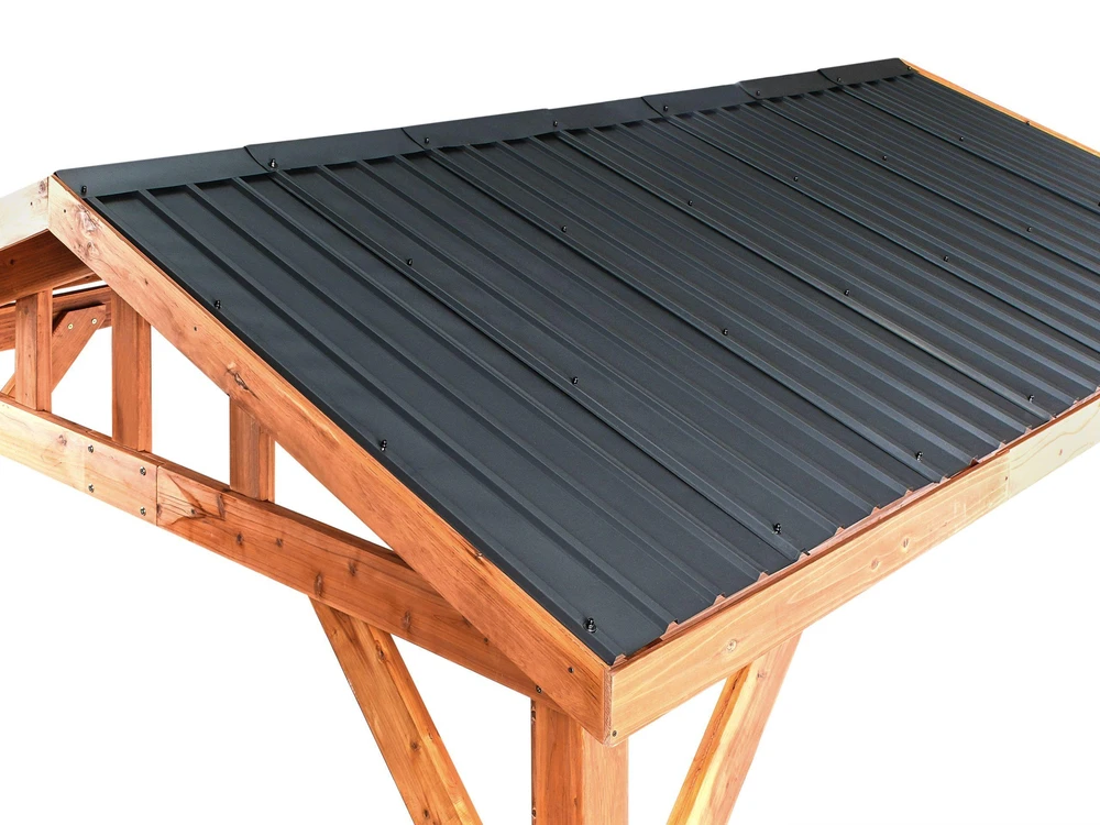 Beliani Sodo pavėsinė SECCHIA, kėnio mediena, 296 cm x 350 cm, ruda/pilka