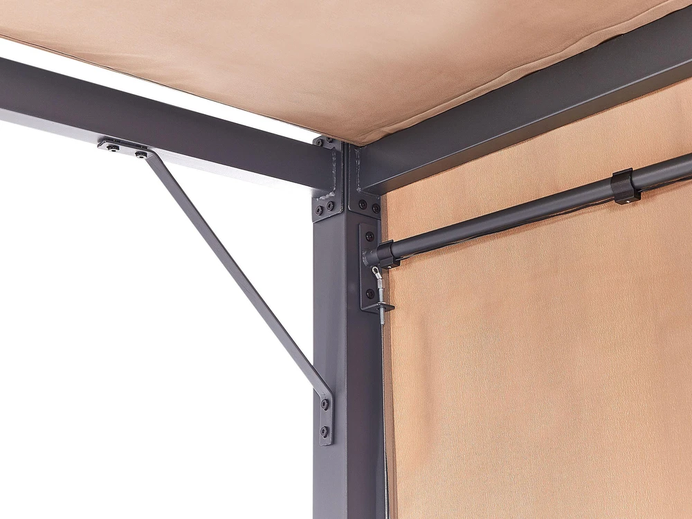 Beliani Sodo pavėsinė su LED apšvietimu PARGA metalinė 310 cm x 310 cm ruda