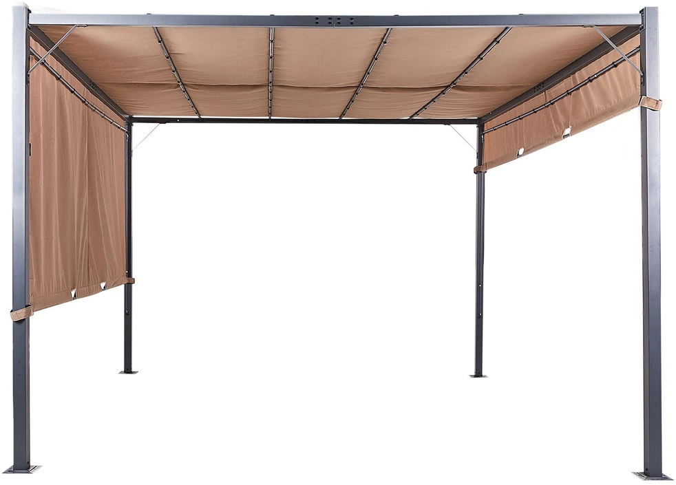 Beliani Sodo pavėsinė su LED apšvietimu PARGA metalinė 310 cm x 310 cm ruda