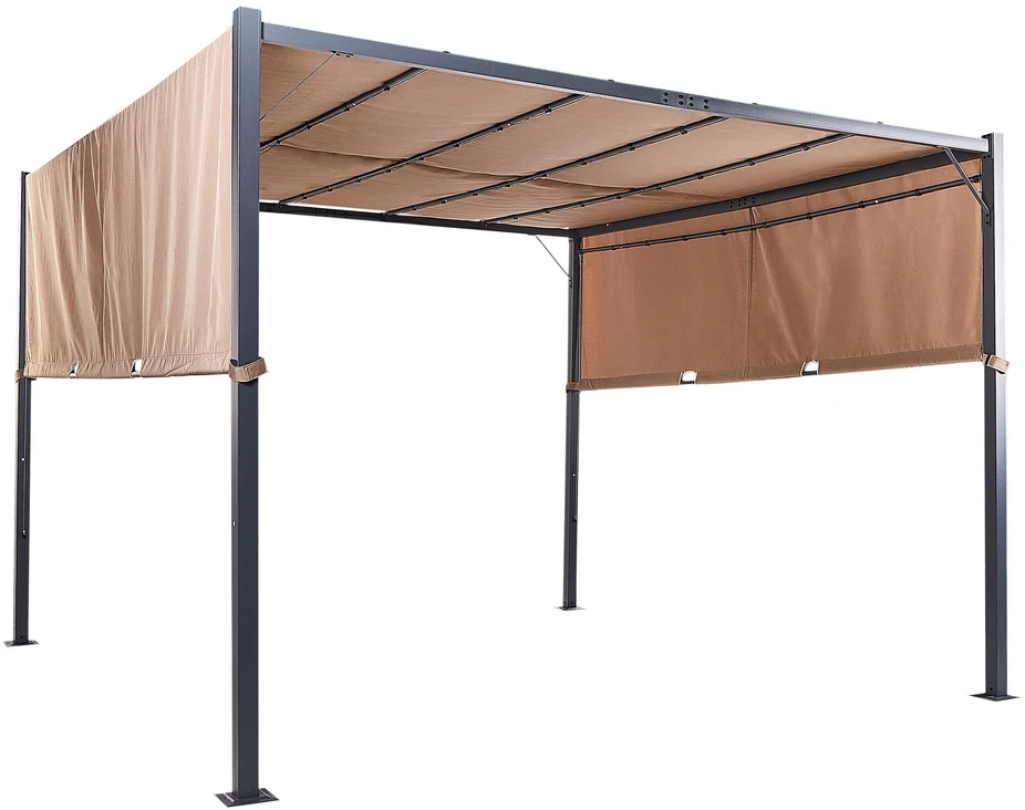 Beliani Sodo pavėsinė su LED apšvietimu PARGA metalinė 310 cm x 310 cm ruda