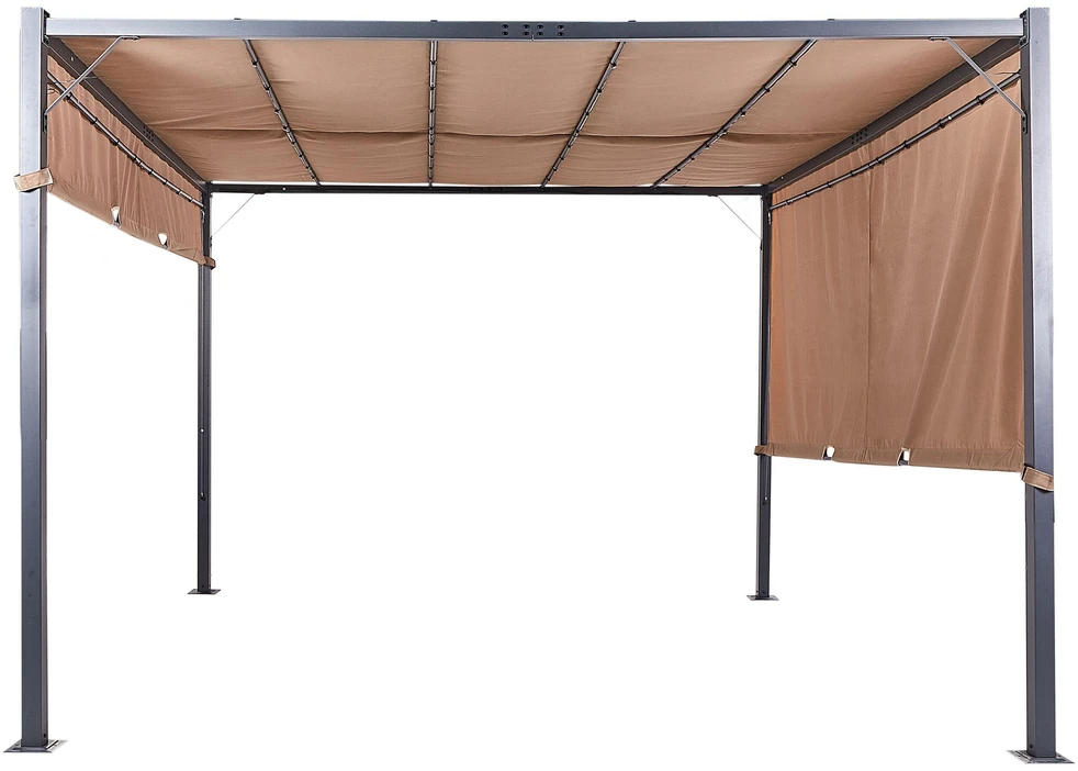 Beliani Sodo pavėsinė su LED apšvietimu PARGA metalinė 310 cm x 310 cm ruda
