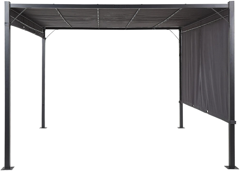Beliani Sodo pavėsinė su LED apšvietimu PARGA metalinė 310 cm x 310 cm tamsiai pilka