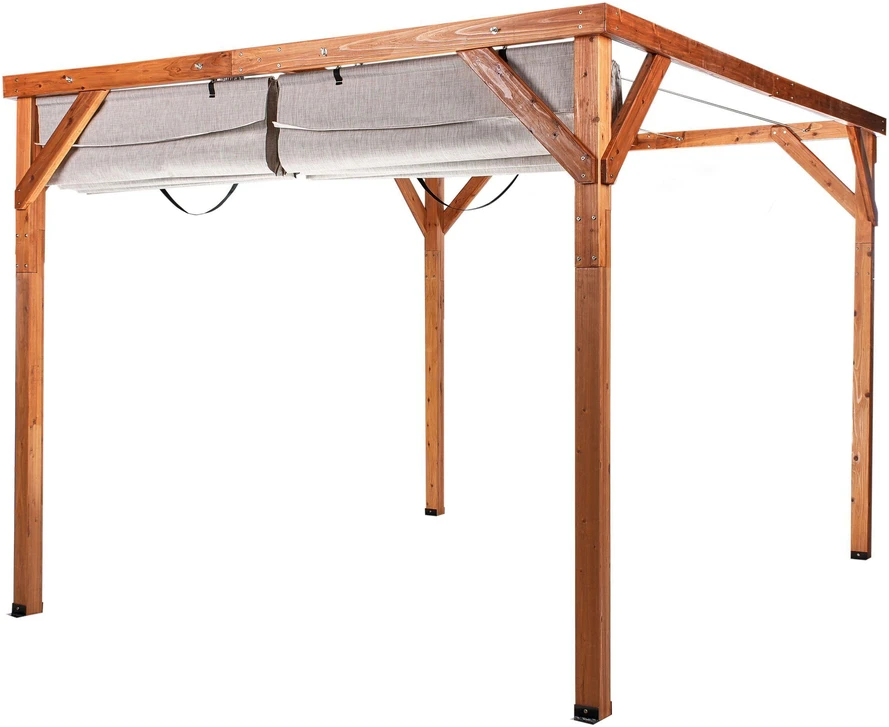 Beliani Sodo pavėsinė VILLAROSA, eglės mediena, 320 cm x 380 cm, ruda/smėlio spalva