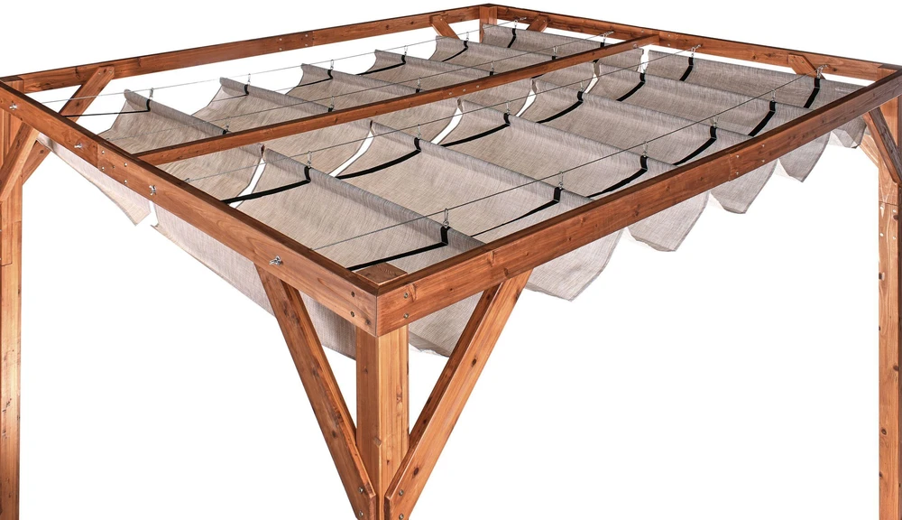 Beliani Sodo pavėsinė VILLAROSA, eglės mediena, 320 cm x 380 cm, ruda/smėlio spalva