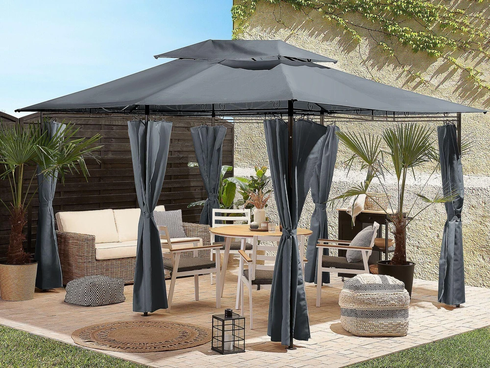 Beliani Sodo paviljonas COLOS Metal 400 cm 300 cm grafitinis