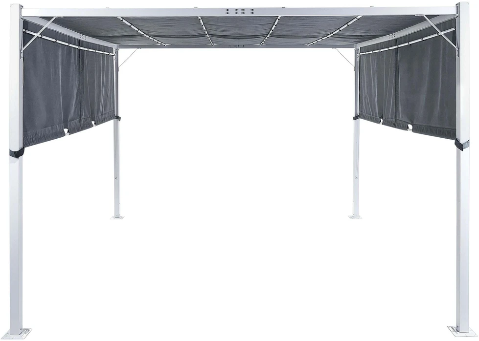 Beliani Sodo paviljonas LED PARGA metalinis 310 cm 310 cm pilkas