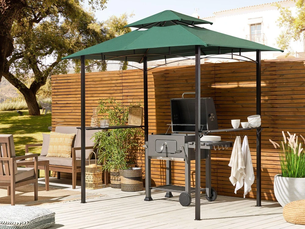 Beliani Sodo paviljonas NARO Metal 240 cm 148 cm tamsiai žalias