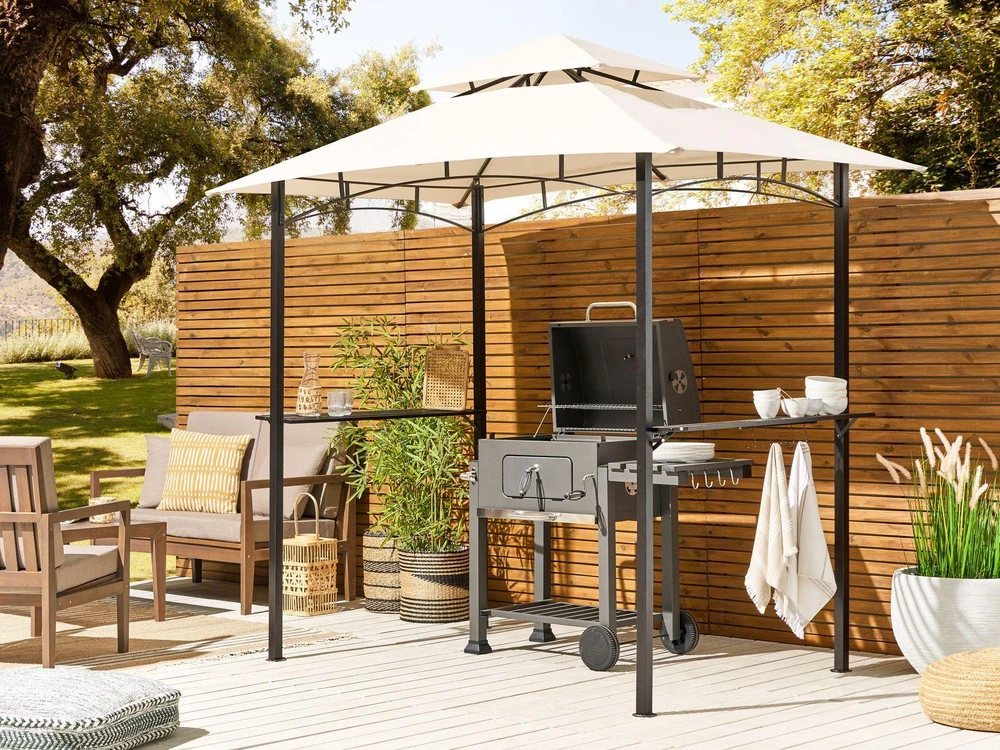 Beliani Sodo paviljonas NARO Metal 240 cm 148 cm smėlio spalvos