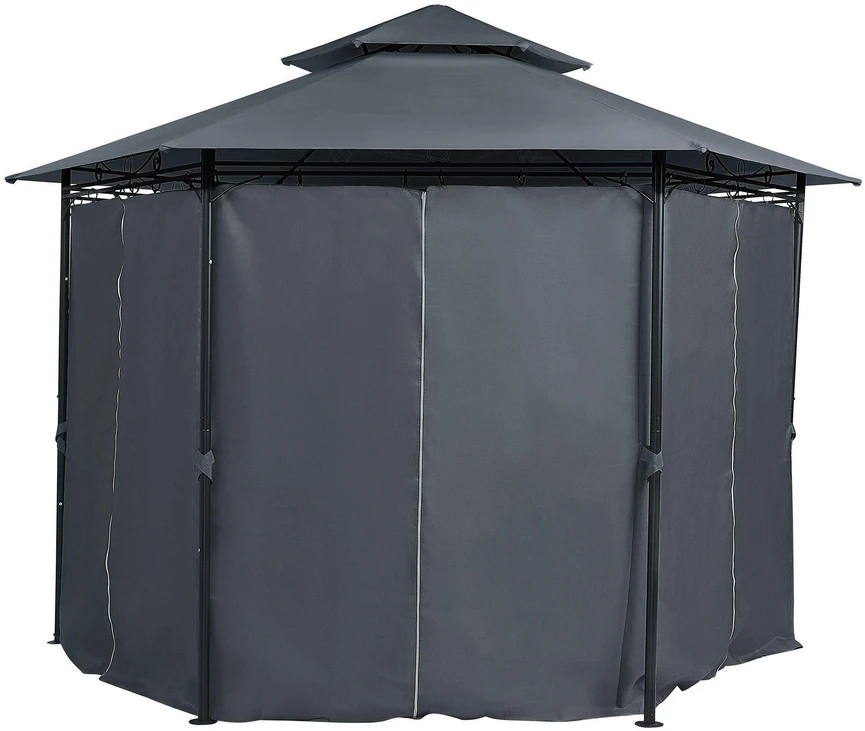 Beliani Sodo paviljonas PORTEL Metal 350 cm 350 cm grafito spalvos