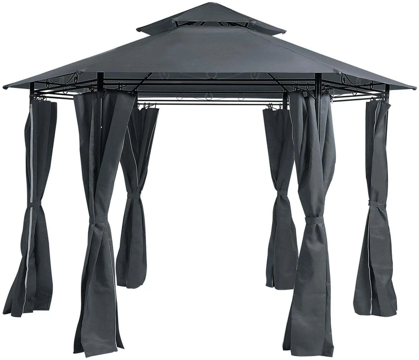 Beliani Sodo paviljonas PORTEL Metal 350 cm 350 cm grafito spalvos